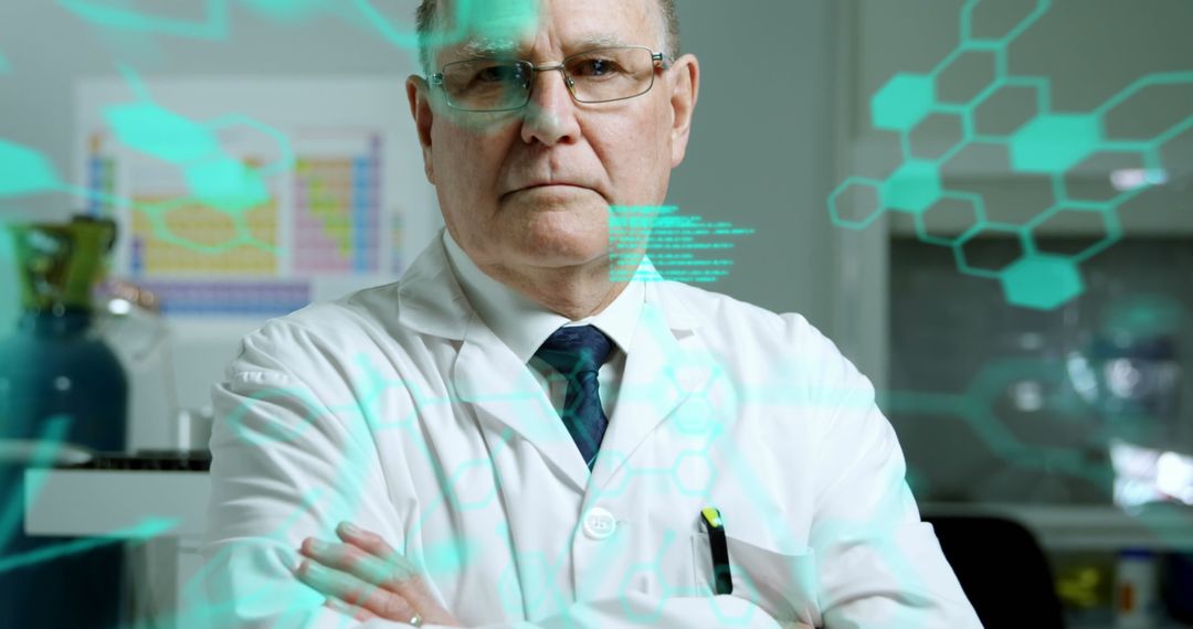 Senior Scientist Analyzing 3D Medical Data in Laboratory