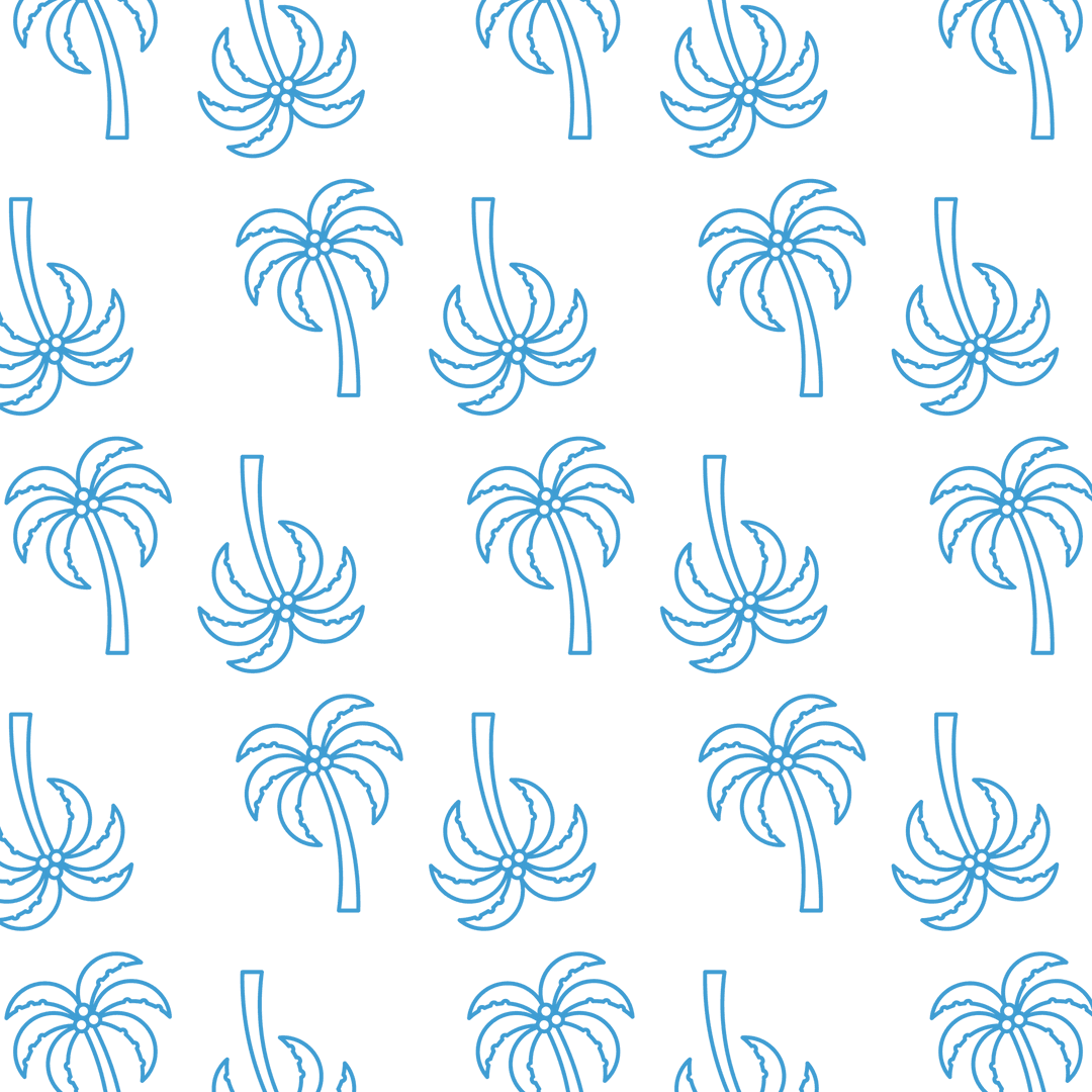 Seamless Tropical Blue Palm Pattern on Transparent Background