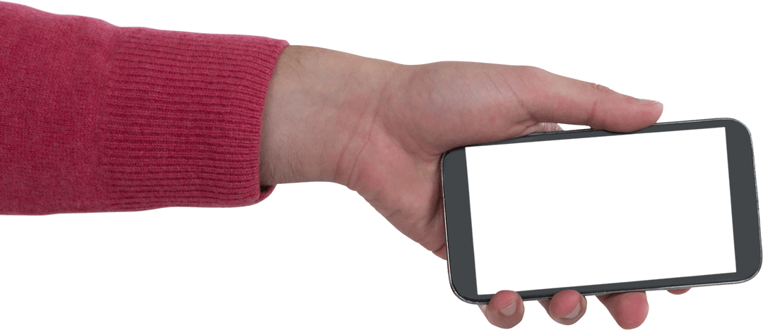 Transparent Hand Holding Smartphone with Empty Screen