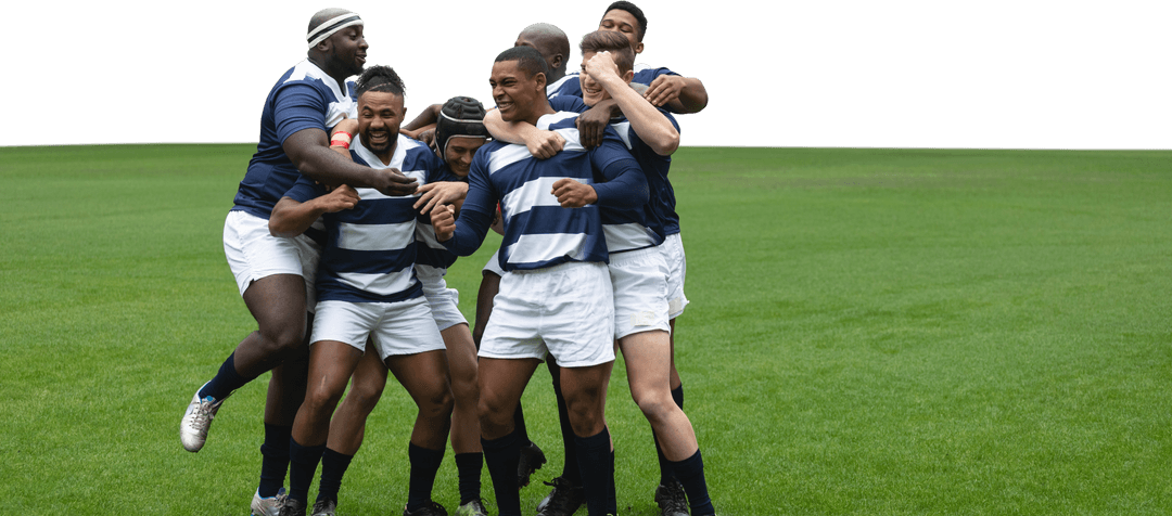 Transparent Diverse Rugby Team Celebrating Definitely