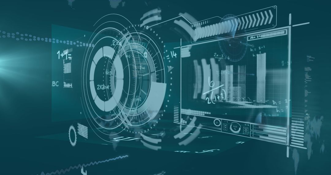 Futuristic Data Processing Interface with Holographic Display