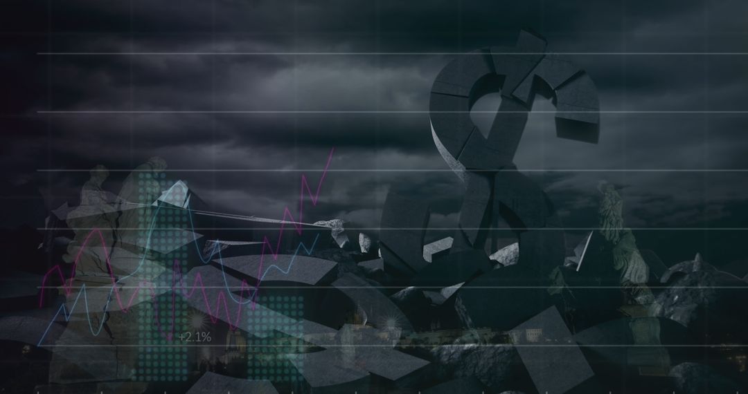 Digital Financial Crisis Concept with Data and Dark Clouds