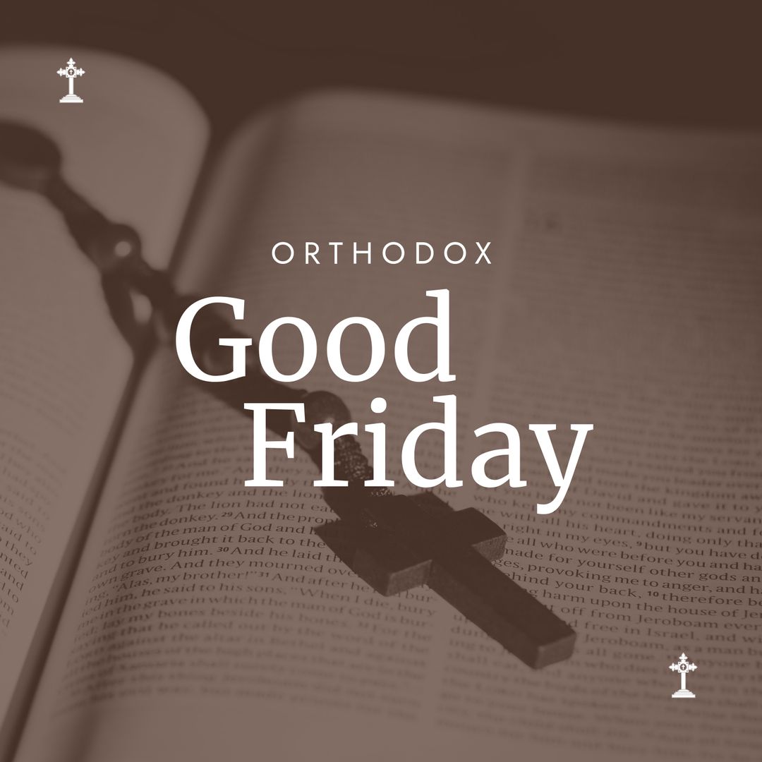 Orthodox Good Friday Devotional with Rosary Beads on Bible