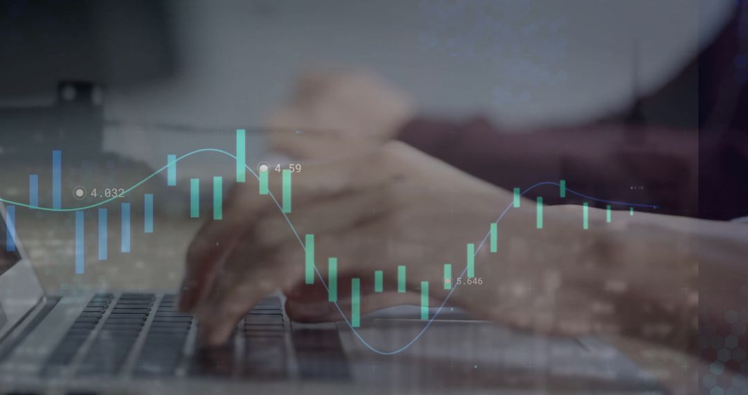 Office Workers with Overlaid Financial Data Charts