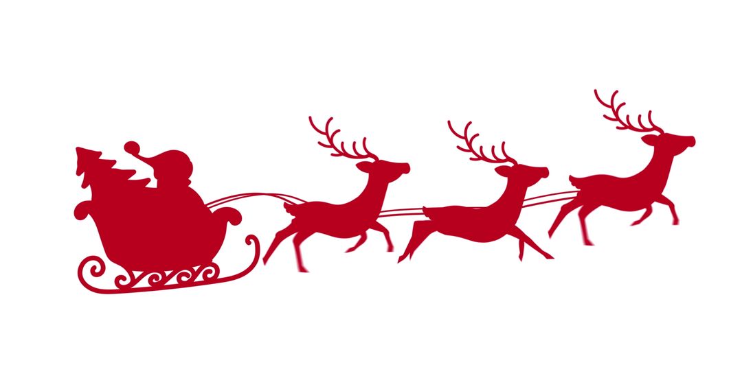 Silhouette of Santa in Sleigh with Reindeer on White Background - Free Images, Stock Photos and Pictures on Pikwizard.com