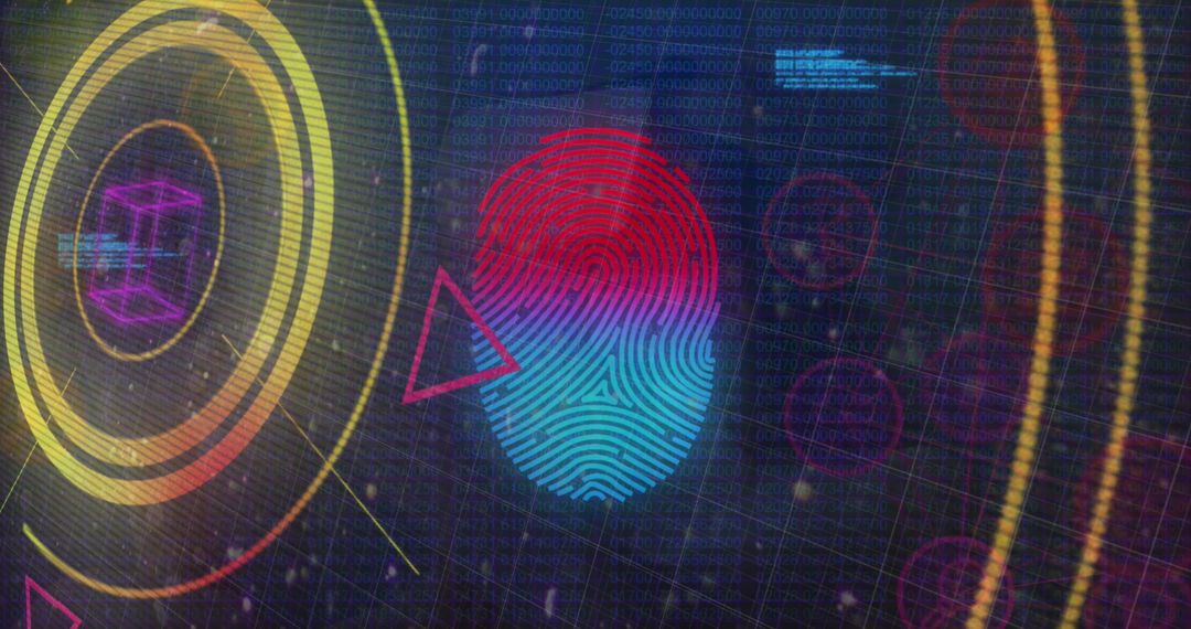 Futuristic Digital Interface with Fingerprint Scanning