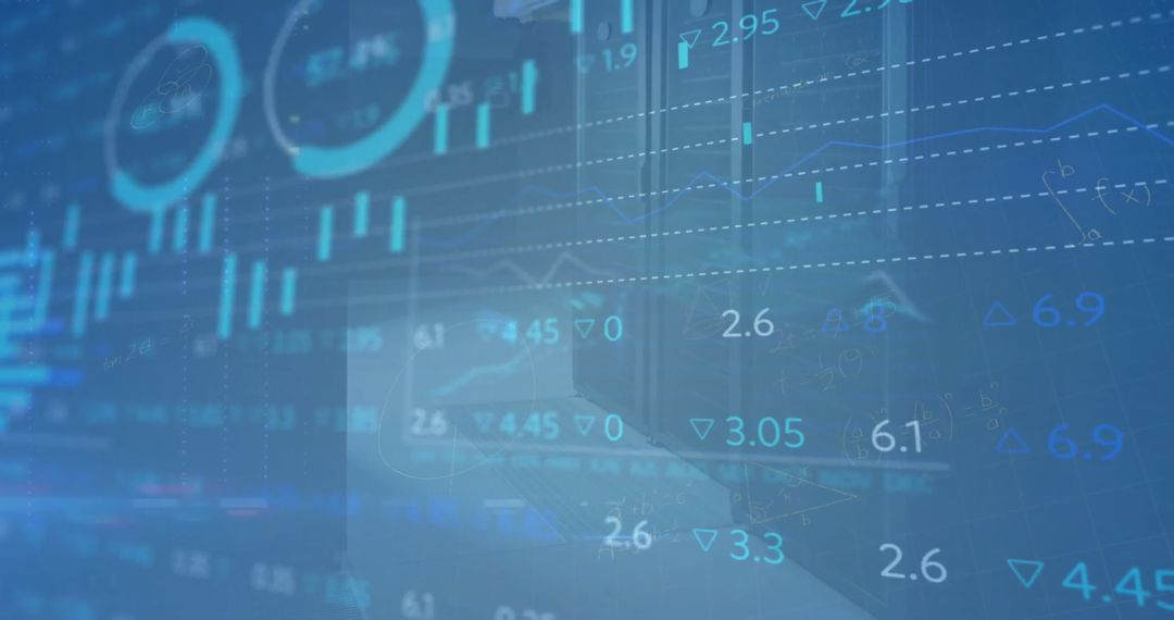 Abstract Financial Statistics Over Blue Digital Interface