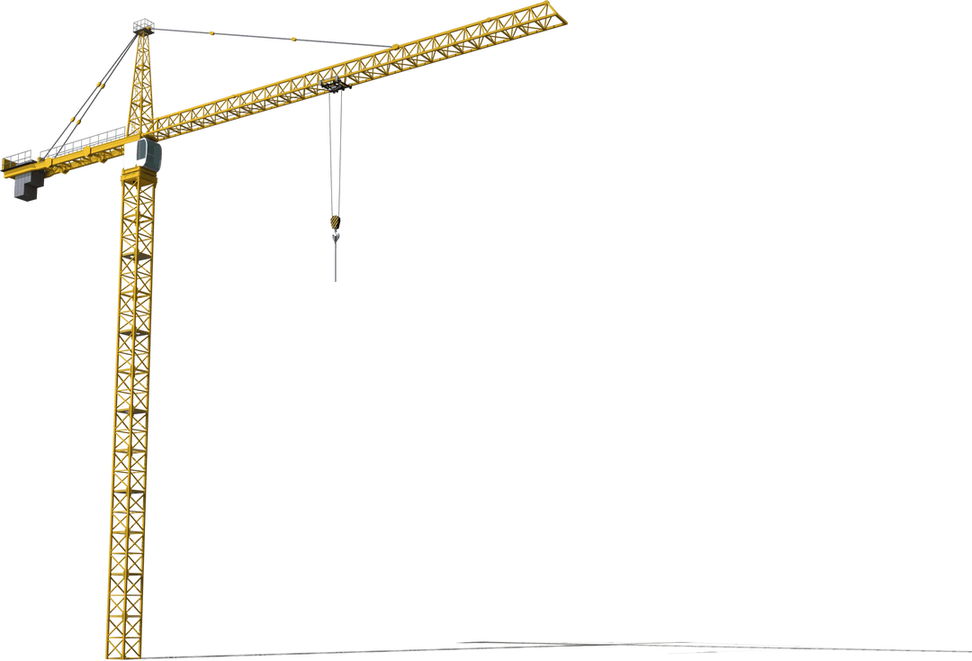 Transparent Construction Crane Hook and Chain Hanging on Site
