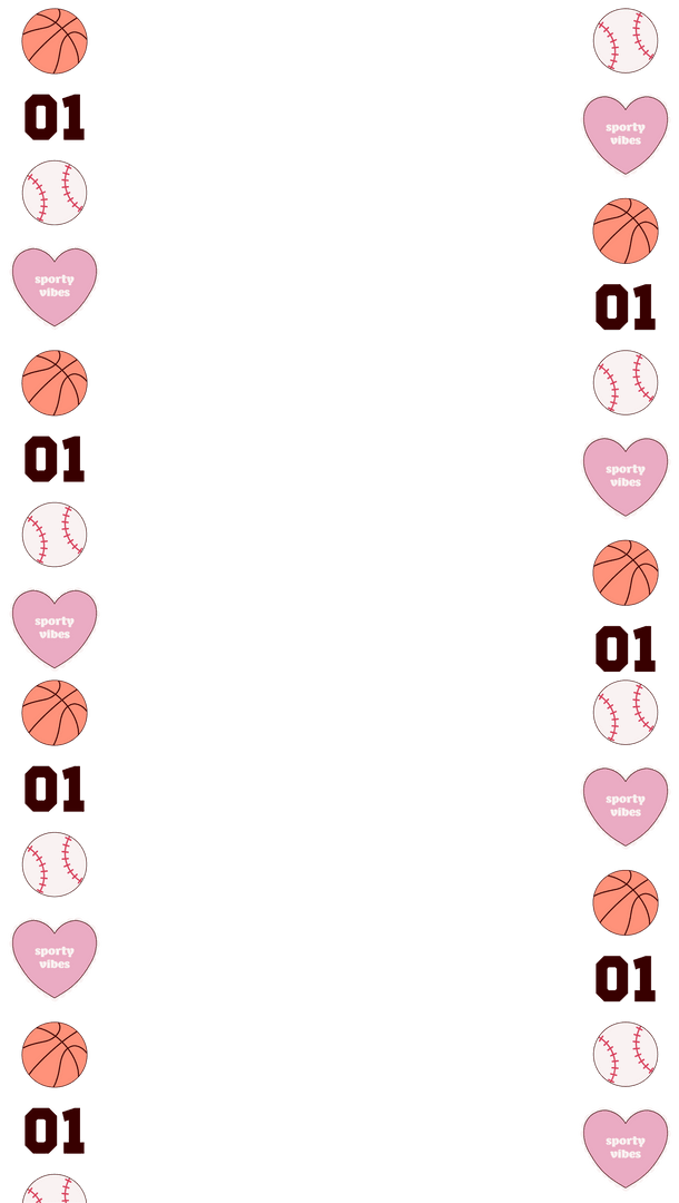 Sporty Icons and Numerals on Transparent Border Design Layout