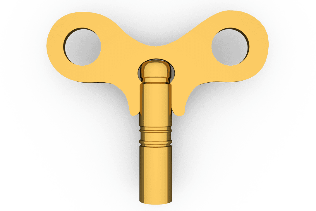 Gold Vintage Key Windup on Transparent Background