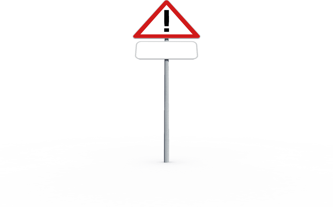 Transparent Warning Sign with Exclamation Mark and Blank Placard