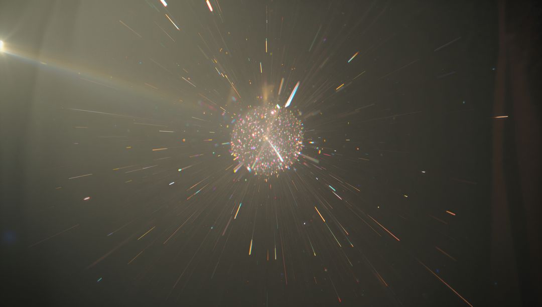 Abstract Glowing Sphere Dispensing Dynamic Light Rays