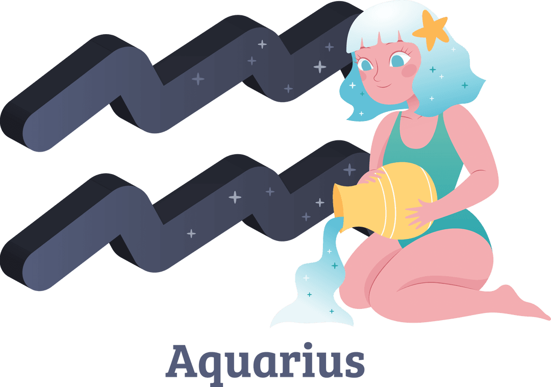 Transparent Aquarius Zodiac Symbol with Water Bearer Graphic
