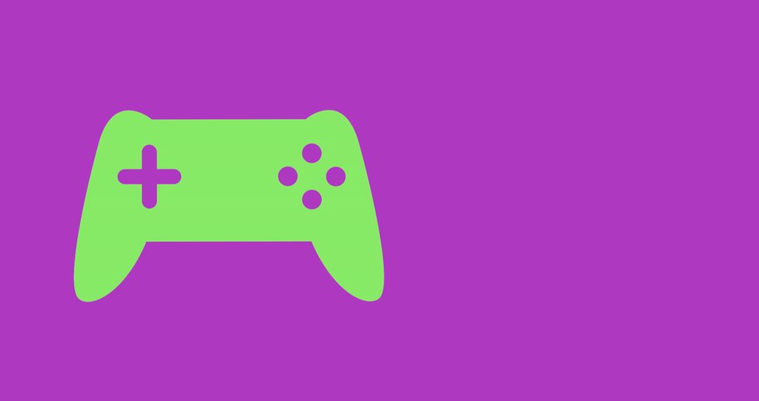 Bright Green Gamepad Icon on Purple Background