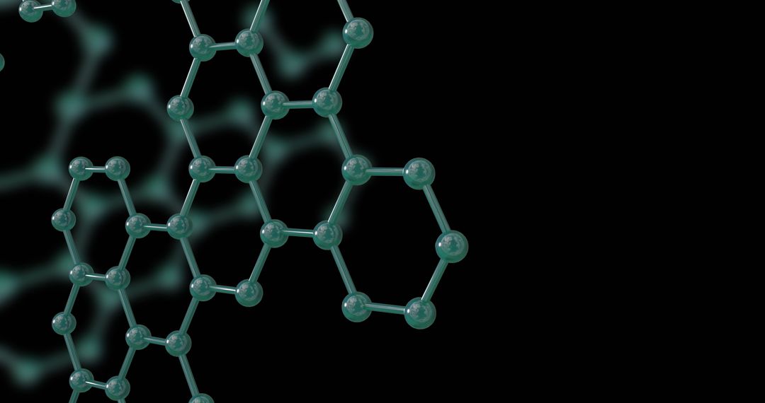 3D Molecular Network Chain against Black Background