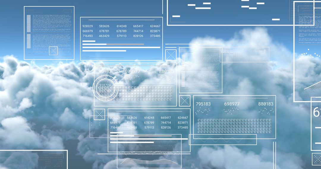 Digital interface with data visualization overhead clouds