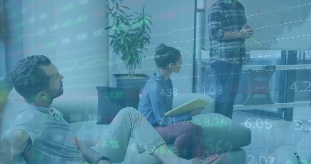 Financial Analysis with Diverse Team Collaborating in Office