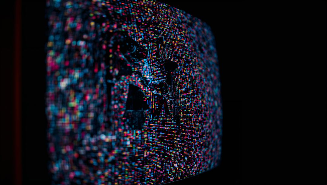 Retro CRT Screen With Colored Static and Cracked Surface