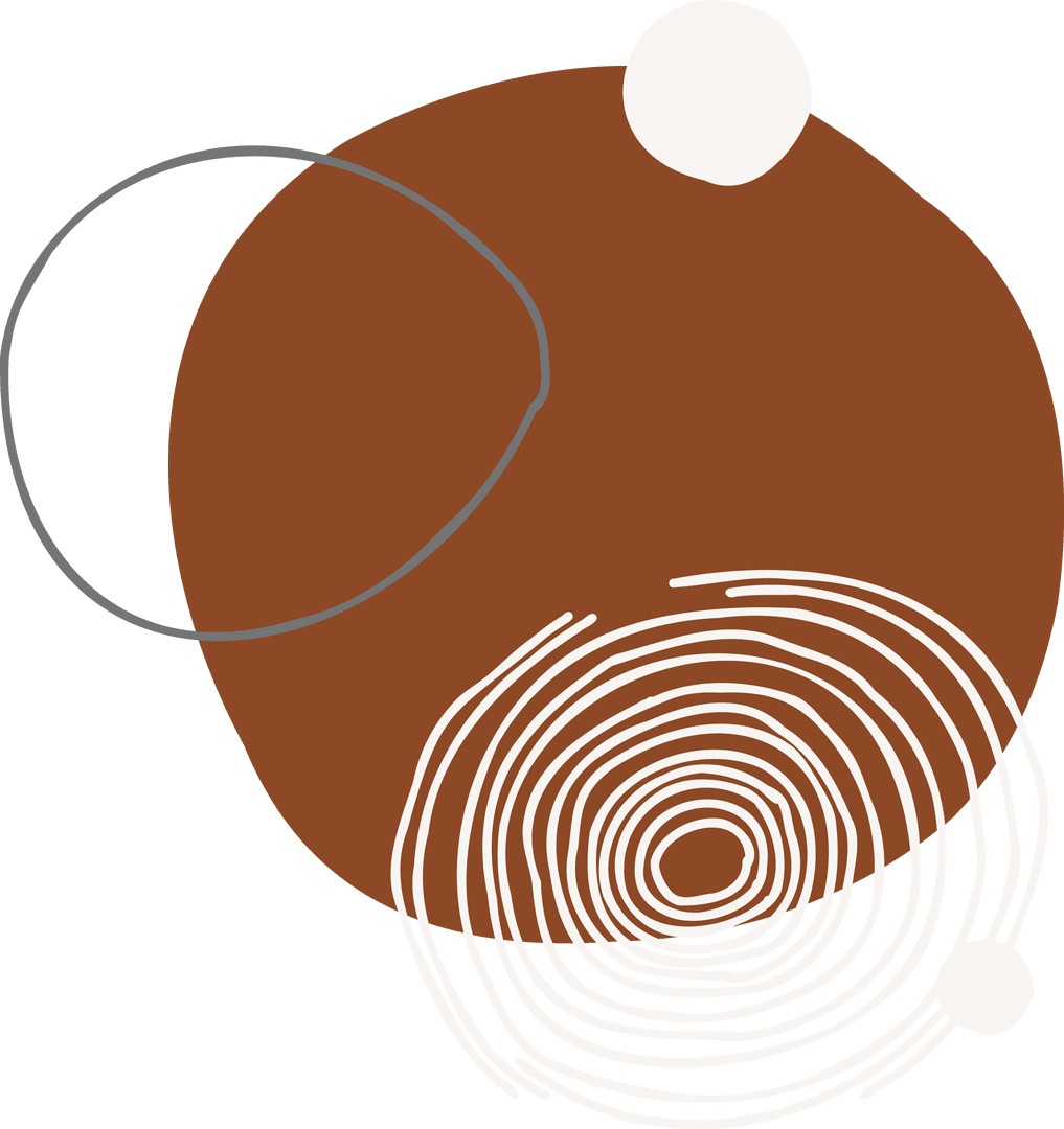 Abstract Brown Modern Art with White Rings on Transparent Background