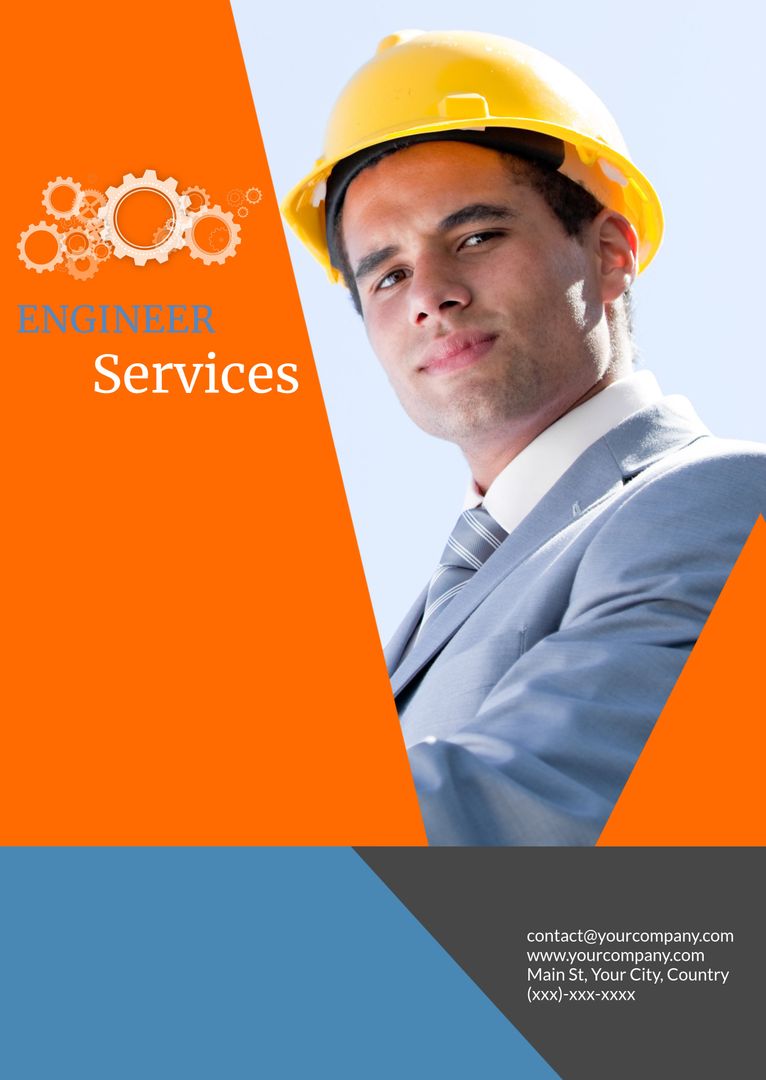 Confident Engineer in Hard Hat Showcasing Expertise and Reliability