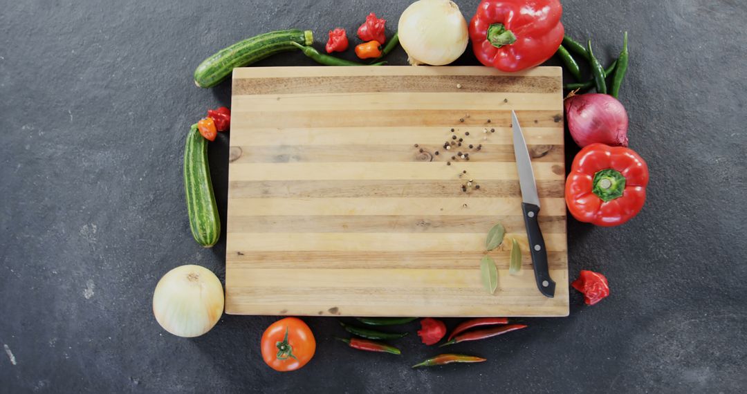 Fresh Vegetables and Cutting Board for Recipe Background - Free Images, Stock Photos and Pictures on Pikwizard.com