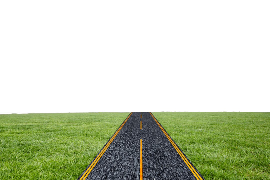 Transparent Road on Green Meadow Background Travel Element