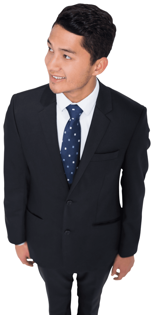 Smiling Asian Businessman on Transparent Background