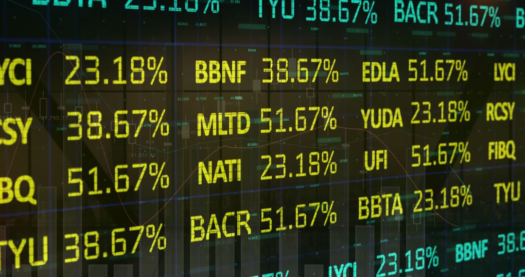 Stock Market Data Displayed on Digital Display Board