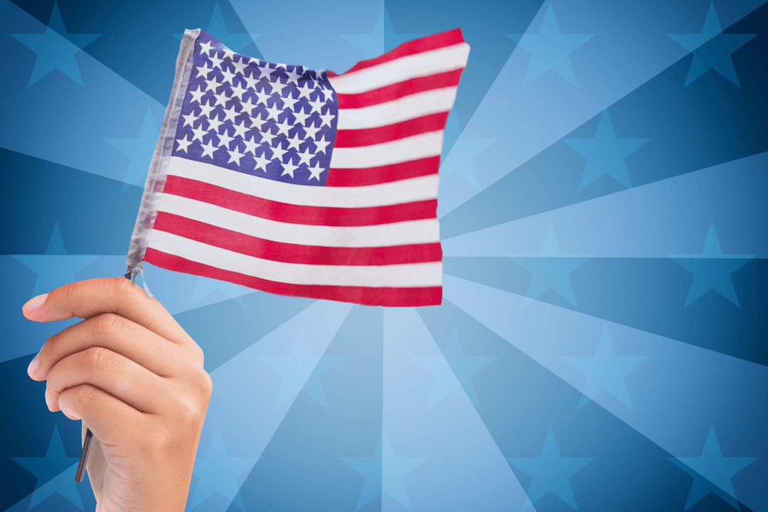 US Flag Handheld Transparent Image Representing Patriotism