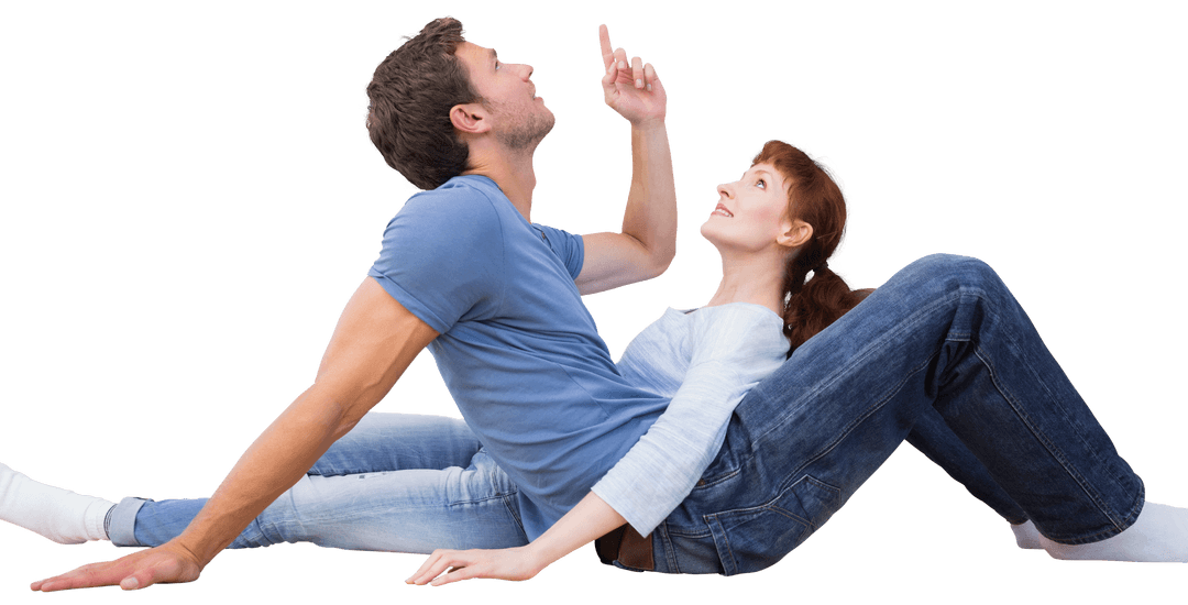 Romantic Couple Relaxing on Transparent Background