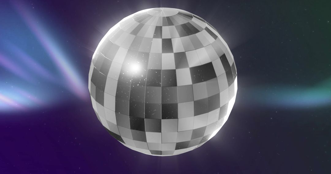 Retro Disco Ball Encased in Shimmering Light Beams