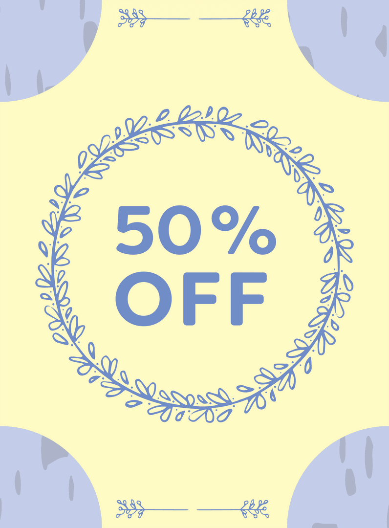 Rustic 50% Discount Promotion with Graphic Elements for Transparent Use