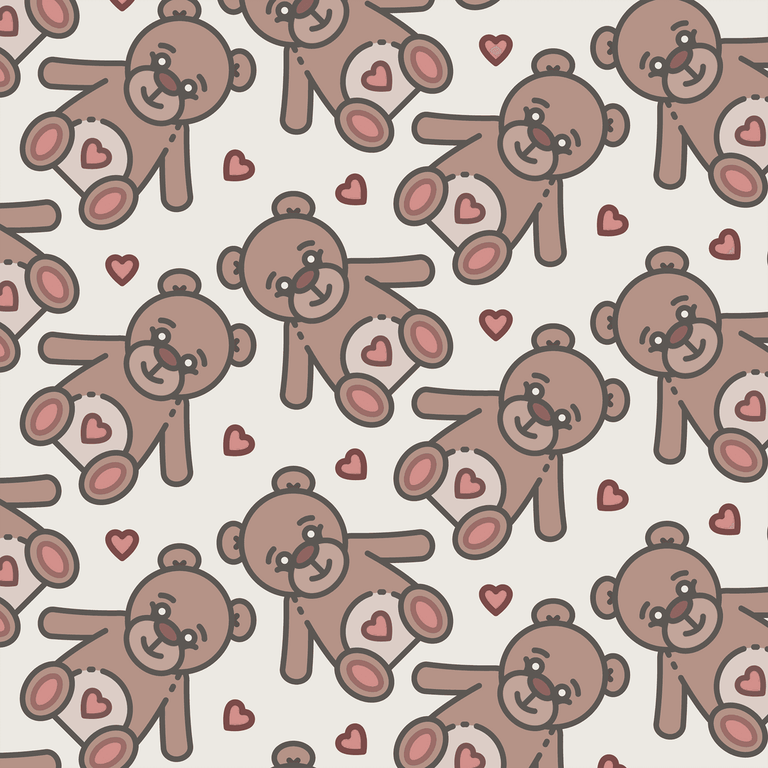 Cute Teddy Bears with Hearts on Transparent Background