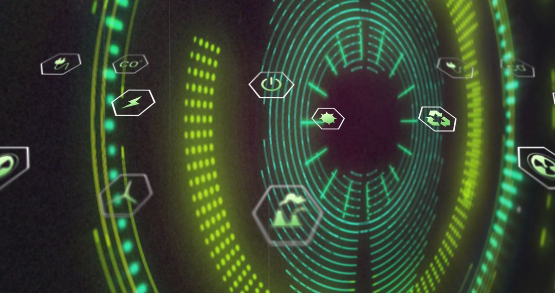 Innovative Visual Interface with Eco-themed Icons in Green Blue Spectrum