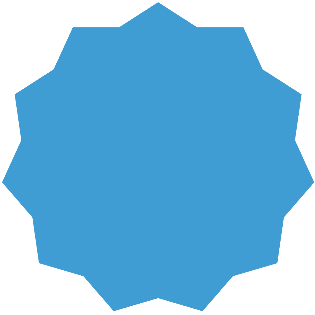 Blue Geometric Octagon Shape on Transparent Background