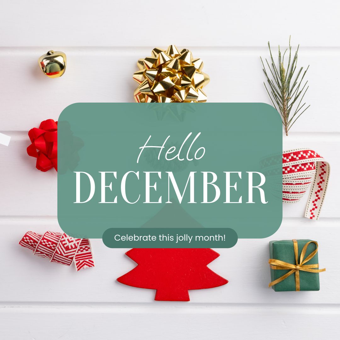 Festive December Greeting with Christmas Decorations