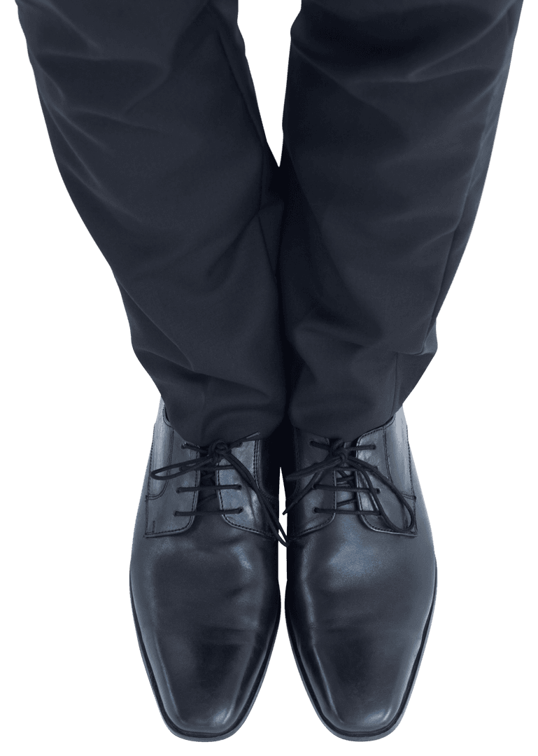 Businessman's Feet in Black Brogues on Transparent Background