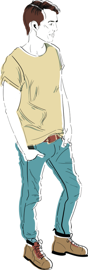 Transparent Illustration of Trendy Man Standing in Stylish Pose