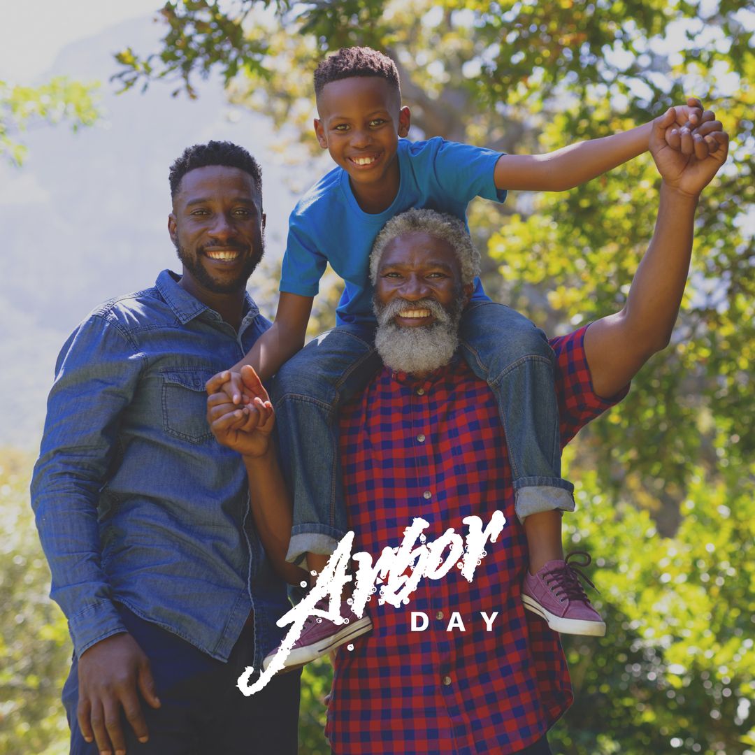 Three Generations Celebrating Arbor Day in Forest