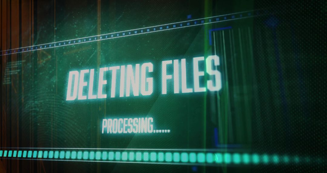 Futuristic Digital Interface Deleting Files with Glowing Text
