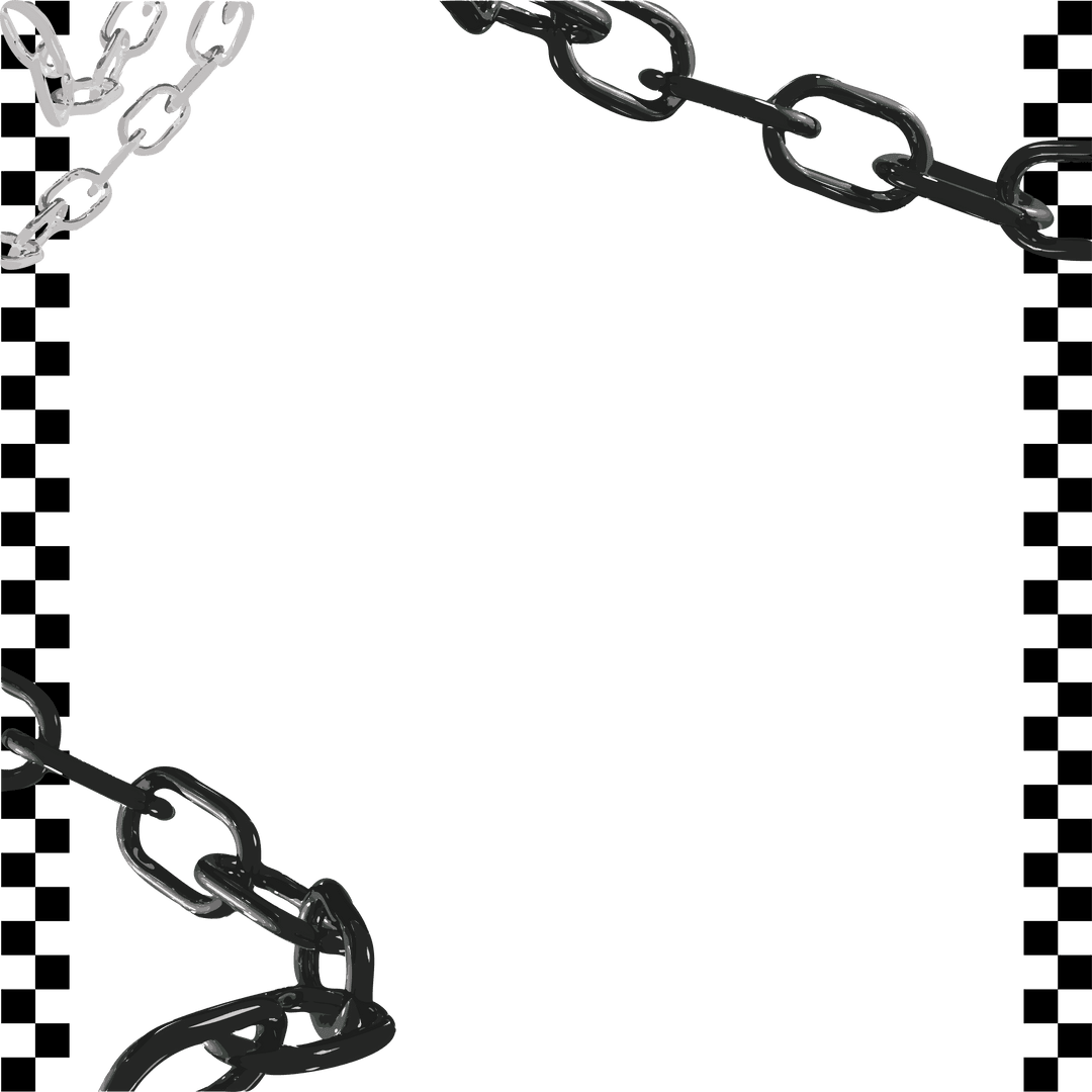 Abstract Metal Chains Forming Frame on Transparent Background