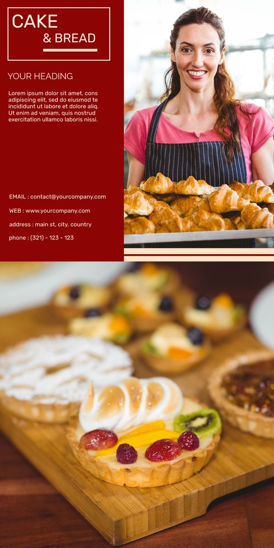 Smiling Baker with Fresh Pastries Displayed in Bakery - Download Free Stock Templates Pikwizard.com