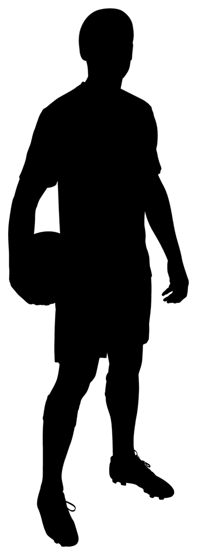 Dynamic Silhouette of Male Football Player on Transparent Background