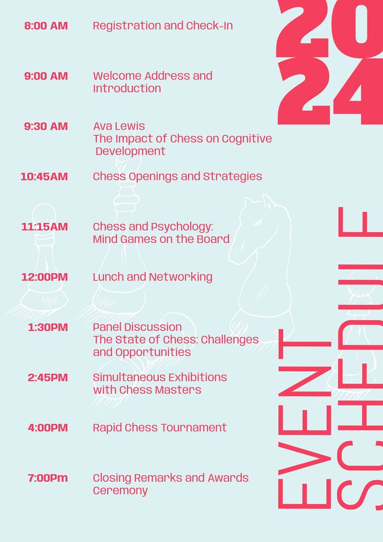 Promotional Event Schedule Flyer for Chess Workshops and Tournaments - Download Free Stock Templates Pikwizard.com
