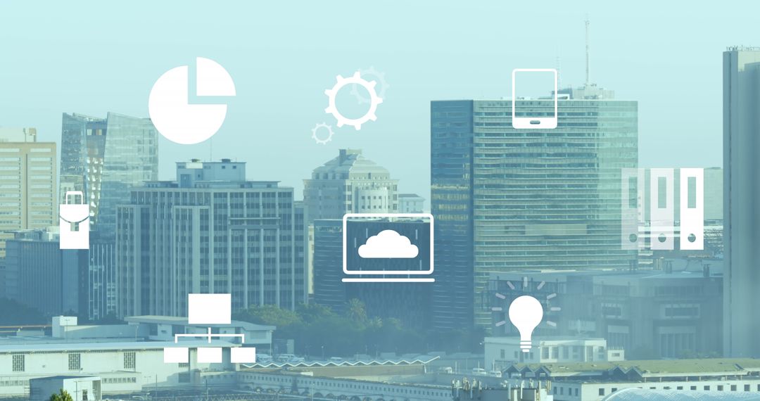 Innovative Technology Interface over City Skyline