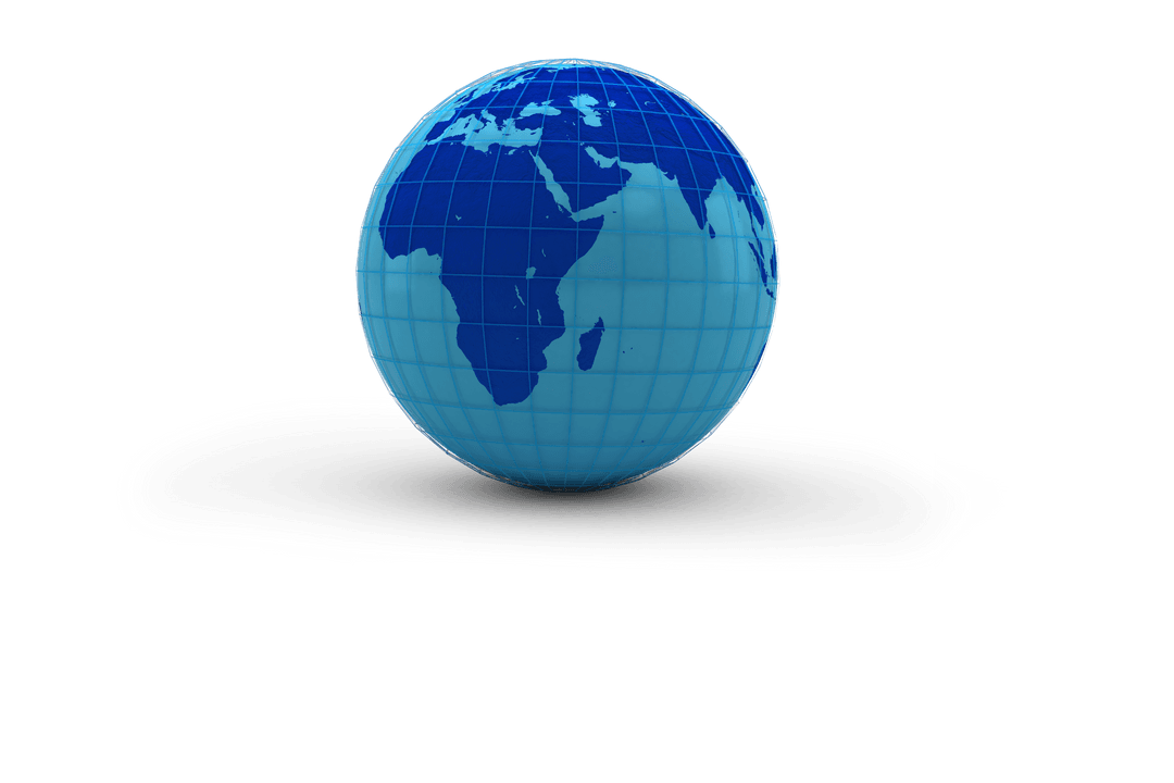 Transparent Blue 3D Globe with Wireframe Continents