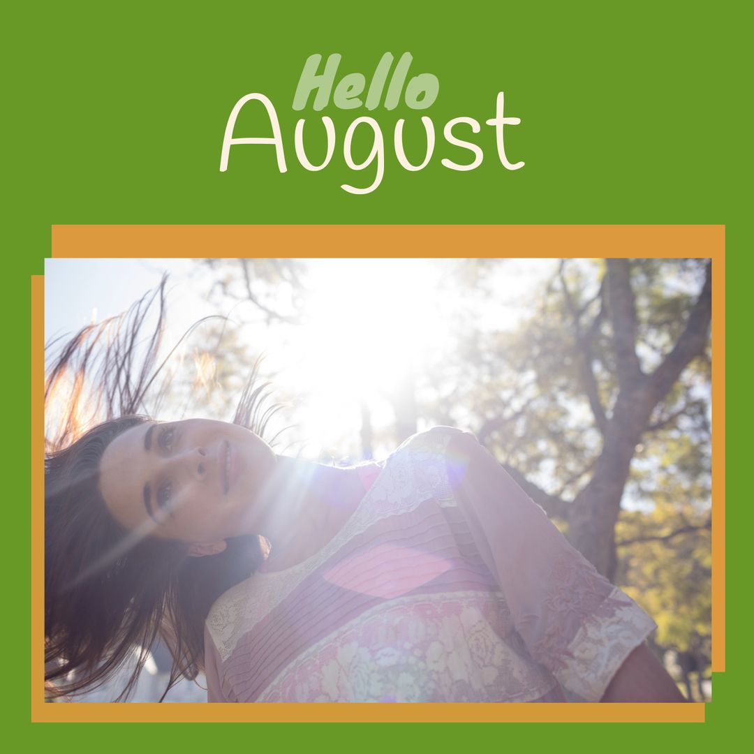 Cheerful Woman Enjoying Sunny Day in August
