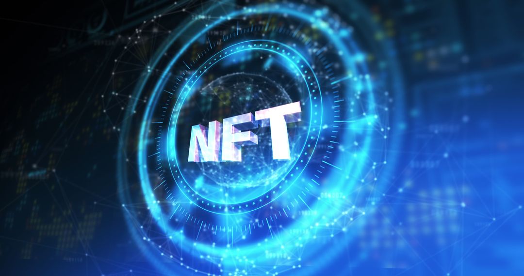 Futuristic NFT Hologram in Digital Space
