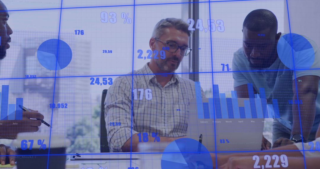 Diverse Team Analyzing Business Data Visualization Concepts