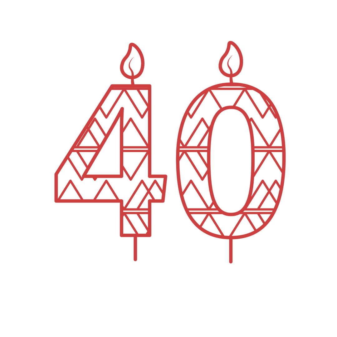 Red Number 40 Birthday Candle Outline Vector on Transparent Background - Download Free Stock Images Pikwizard.com